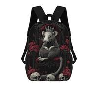 sinyumoney Backpacks,Kids School Backpack,3D Printed Opossum King on Throne Children Backpacks,Kids Kindergarten Cute Travel Bags Casual Daypack for Boys School Students 17inch