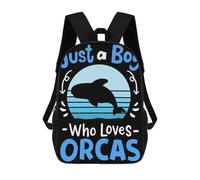 sinyumoney Backpacks,Kids School Backpack,3D Printed Orcas Whales Orca Lover Re Children Backpacks,Kids Kindergarten Cute Travel Bags Casual Daypack for Boys School Students 17inch