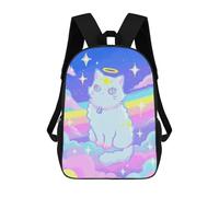 sinyumoney Backpacks,Kids School Backpack,3D Printed Pastel Angel Cat in The Sky Children Backpacks,Kids Kindergarten Cute Travel Bags Casual Daypack for Boys School Students 17inch