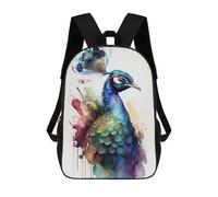 sinyumoney Backpacks,Kids School Backpack,3D Printed Peacock Watercolor Children Backpacks,Kids Kindergarten Cute Travel Bags Casual Daypack for Boys School Students 17inch