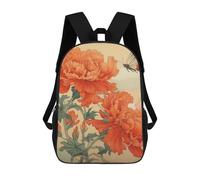 sinyumoney Backpacks,Kids School Backpack,3D Printed Peony Flowers Children Backpacks,Kids Kindergarten Cute Travel Bags Casual Daypack for Boys School Students 17inch