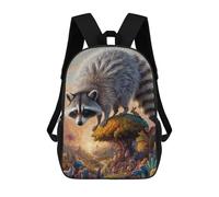 sinyumoney Backpacks,Kids School Backpack,3D Printed Phantasmic Raccoon Children Backpacks,Kids Kindergarten Cute Travel Bags Casual Daypack for Boys School Students 17inch