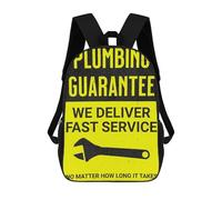 sinyumoney Backpacks,Kids School Backpack,3D Printed PLUMBING FAST YELLOW Children Backpacks,Kids Kindergarten Cute Travel Bags Casual Daypack for Boys School Students 17inch