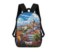 sinyumoney Backpacks,Kids School Backpack,3D Printed Porto Cityscape Children Backpacks,Kids Kindergarten Cute Travel Bags Casual Daypack for Boys School Students 17inch