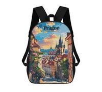 sinyumoney Backpacks,Kids School Backpack,3D Printed Prague Cityscape Children Backpacks,Kids Kindergarten Cute Travel Bags Casual Daypack for Boys School Students 17inch