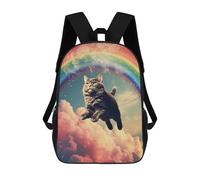 sinyumoney Backpacks,Kids School Backpack,3D Printed Rainbow Flying Cat Children Backpacks,Kids Kindergarten Cute Travel Bags Casual Daypack for Boys School Students 17inch
