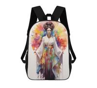 sinyumoney Backpacks,Kids School Backpack,3D Printed Rainbow Geisha Children Backpacks,Kids Kindergarten Cute Travel Bags Casual Daypack for Boys School Students 17inch