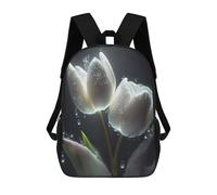sinyumoney Backpacks,Kids School Backpack,3D Printed Raindrops on White Tulips Children Backpacks,Kids Kindergarten Cute Travel Bags Casual Daypack for Boys School Students 17inch