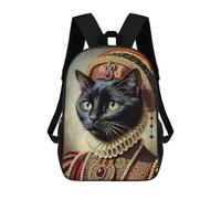 sinyumoney Backpacks,Kids School Backpack,3D Printed Regal Black Cat Portrait Children Backpacks,Kids Kindergarten Cute Travel Bags Casual Daypack for Boys School Students 17inch