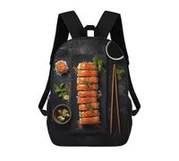sinyumoney Backpacks,Kids School Backpack,3D Printed Salmon Sushi Children Backpacks,Kids Kindergarten Cute Travel Bags Casual Daypack for Boys School Students 17inch