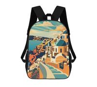 sinyumoney Backpacks,Kids School Backpack,3D Printed Santorini Sunset Children Backpacks,Kids Kindergarten Cute Travel Bags Casual Daypack for Boys School Students 17inch
