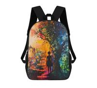 sinyumoney Backpacks,Kids School Backpack,3D Printed Silhouette of A Woman in A Colorful Forest Children Backpacks,Kids Kindergarten Cute Travel Bags Casual Daypack for Boys School Students 17inch
