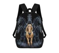 sinyumoney Backpacks,Kids School Backpack,3D Printed Six Hours And Golden Horse Children Backpacks,Kids Kindergarten Cute Travel Bags Casual Daypack for Boys School Students 17inch