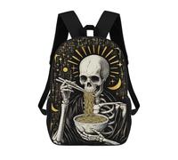 sinyumoney Backpacks,Kids School Backpack,3D Printed Skeleton Loves Noodle Children Backpacks,Kids Kindergarten Cute Travel Bags Casual Daypack for Boys School Students 17inch