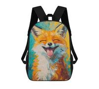 sinyumoney Backpacks,Kids School Backpack,3D Printed Smiling Fox Portrait Children Backpacks,Kids Kindergarten Cute Travel Bags Casual Daypack for Boys School Students 17inch