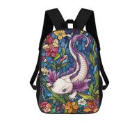 sinyumoney Backpacks,Kids School Backpack,3D Printed Stained Glass Axolotl Children Backpacks,Kids Kindergarten Cute Travel Bags Casual Daypack for Boys School Students 17inch