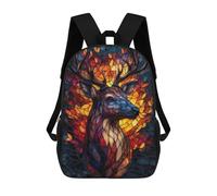 sinyumoney Backpacks,Kids School Backpack,3D Printed Stained Glass Deer Children Backpacks,Kids Kindergarten Cute Travel Bags Casual Daypack for Boys School Students 17inch