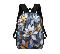 sinyumoney Backpacks,Kids School Backpack,3D Printed Stained Glass Floral Mosaic Children Backpacks,Kids Kindergarten Cute Travel Bags Casual Daypack for Boys School Students 17inch