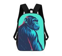 sinyumoney Backpacks,Kids School Backpack,3D Printed Stylized Chimpanzee Portrait Children Backpacks,Kids Kindergarten Cute Travel Bags Casual Daypack for Boys School Students 17inch