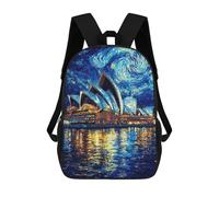 sinyumoney Backpacks,Kids School Backpack,3D Printed Sydney Opera House Starry Night Children Backpacks,Kids Kindergarten Cute Travel Bags Casual Daypack for Boys School Students 17inch