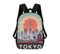 sinyumoney Backpacks,Kids School Backpack,3D Printed Tokyo Cityscape Illustration Children Backpacks,Kids Kindergarten Cute Travel Bags Casual Daypack for Boys School Students 17inch