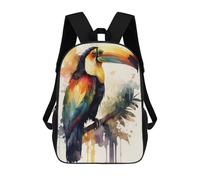 sinyumoney Backpacks,Kids School Backpack,3D Printed Toucan Bird Watercolor Children Backpacks,Kids Kindergarten Cute Travel Bags Casual Daypack for Boys School Students 17inch