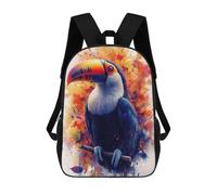 sinyumoney Backpacks,Kids School Backpack,3D Printed Toucan Watercolor Art Children Backpacks,Kids Kindergarten Cute Travel Bags Casual Daypack for Boys School Students 17inch