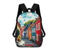 sinyumoney Backpacks,Kids School Backpack,3D Printed Trondheim Art Children Backpacks,Kids Kindergarten Cute Travel Bags Casual Daypack for Boys School Students 17inch