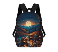 sinyumoney Backpacks,Kids School Backpack,3D Printed Two Halloween Pumpkins Children Backpacks,Kids Kindergarten Cute Travel Bags Casual Daypack for Boys School Students 17inch