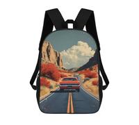 sinyumoney Backpacks,Kids School Backpack,3D Printed Vintage Car on A Road Children Backpacks,Kids Kindergarten Cute Travel Bags Casual Daypack for Boys School Students 17inch