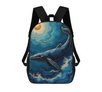 sinyumoney Backpacks,Kids School Backpack,3D Printed Whale in Blue Ocean Children Backpacks,Kids Kindergarten Cute Travel Bags Casual Daypack for Boys School Students 17inch