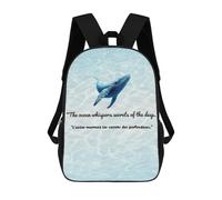 sinyumoney Backpacks,Kids School Backpack,3D Printed Whale in Ocean with Quote Children Backpacks,Kids Kindergarten Cute Travel Bags Casual Daypack for Boys School Students 17inch