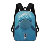 sinyumoney Backpacks,Kids School Backpack,3D Printed Whale Whisperer Girl Children Backpacks,Kids Kindergarten Cute Travel Bags Casual Daypack for Boys School Students 17inch
