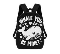 sinyumoney Backpacks,Kids School Backpack,3D Printed Whale You Be Mine Children Backpacks,Kids Kindergarten Cute Travel Bags Casual Daypack for Boys School Students 17inch