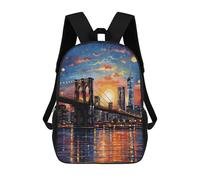 sinyumoney Backpacks,Kids School Backpack,3D Printed Whimsical New York Children Backpacks,Kids Kindergarten Cute Travel Bags Casual Daypack for Boys School Students 17inch