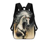 sinyumoney Backpacks,Kids School Backpack,3D Printed White Horse in Flames Children Backpacks,Kids Kindergarten Cute Travel Bags Casual Daypack for Boys School Students 17inch