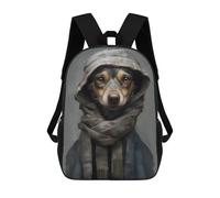 sinyumoney Backpacks,Kids School Backpack,3D Printed Wiener Dog in A Coat Children Backpacks,Kids Kindergarten Cute Travel Bags Casual Daypack for Boys School Students 17inch