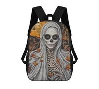 sinyumoney Backpacks,Kids School Backpack,3D Printed Witchy Portrait II - Gothic Skeleton Bride Children Backpacks,Kids Kindergarten Cute Travel Bags Casual Daypack for Boys School Students 17inch
