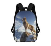 sinyumoney Backpacks,Kids School Backpack,3D Printed Wolf on Mountain Peak Children Backpacks,Kids Kindergarten Cute Travel Bags Casual Daypack for Boys School Students 17inch