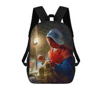 sinyumoney Backpacks,Kids School Backpack,3D Printed Woman Sewing by Lamplight Children Backpacks,Kids Kindergarten Cute Travel Bags Casual Daypack for Boys School Students 17inch