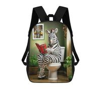 sinyumoney Backpacks,Kids School Backpack,3D Printed Zebra on The Toilet Children Backpacks,Kids Kindergarten Cute Travel Bags Casual Daypack for Boys School Students 17inch