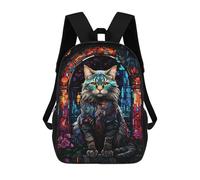 sinyumoney Backpacks Kids School Backpack Abyssinian Cat Abstract School Bag 3D Printed School Bag for Boys Elementary And Middle School Students 17inch
