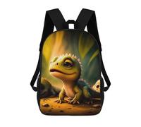 sinyumoney Backpacks Kids School Backpack Adorable Lizard Trio in Fantasy Forest School Bag 3D Printed School Bag for Boys Elementary And Middle School Students 17inch