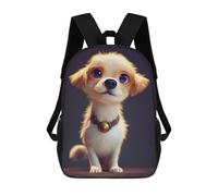 sinyumoney Backpacks Kids School Backpack Adorable Puppy with Big Eyes School Bag 3D Printed School Bag for Boys Elementary And Middle School Students 17inch