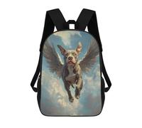 sinyumoney Backpacks Kids School Backpack American Staffordshire Terrier Angel Loyal Pet Tribute Dog with Wings School Bag 3D Printed School Bag for Boys Elementary And Middle School Students 17inch