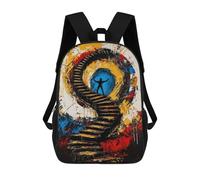 sinyumoney Backpacks Kids School Backpack Ascension of The Mind - Expressionist Surreal Stairway School Bag 3D Printed School Bag for Boys Elementary And Middle School Students 17inch