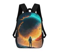 sinyumoney Backpacks Kids School Backpack Astronaut Gazing at Fiery Planet School Bag 3D Printed School Bag for Boys Elementary And Middle School Students 17inch