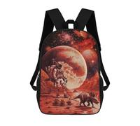 sinyumoney Backpacks Kids School Backpack Astronaut Walks Alien Dino School Bag 3D Printed School Bag for Boys Elementary And Middle School Students 17inch