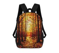 sinyumoney Backpacks Kids School Backpack Autumn Forest Mosaic School Bag 3D Printed School Bag for Boys Elementary And Middle School Students 17inch
