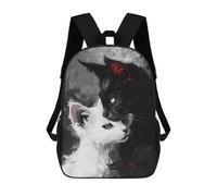 sinyumoney Backpacks Kids School Backpack Black And White Cats School Bag 3D Printed School Bag for Boys Elementary And Middle School Students 17inch